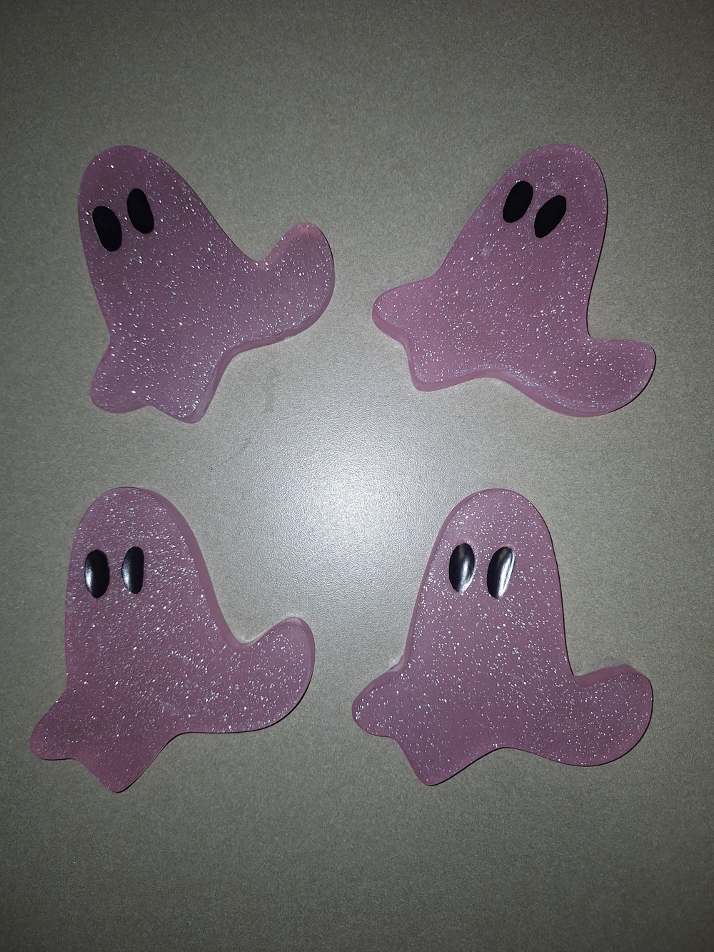 Pastel Pink Glitter Ghost Coasters - Set of 4 | Cute Halloween Resin Decor